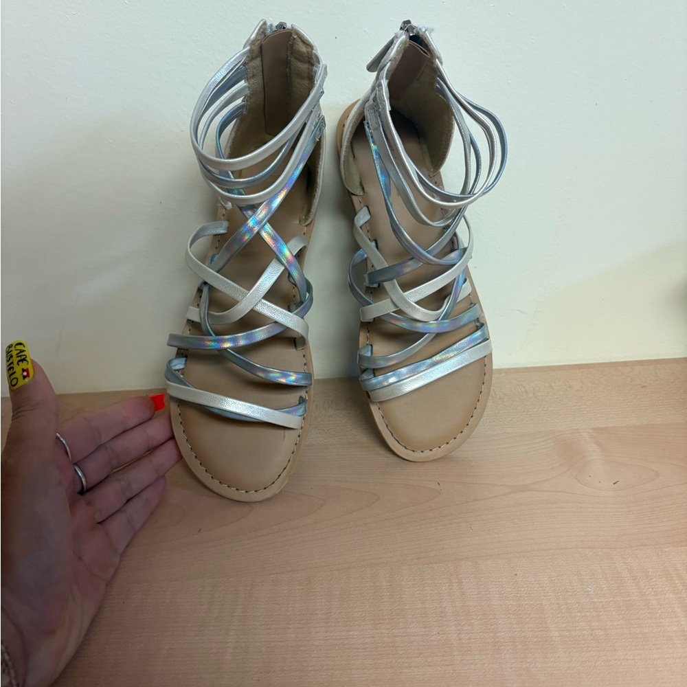 Cat & Jack Tan and Silver Kids Sandals